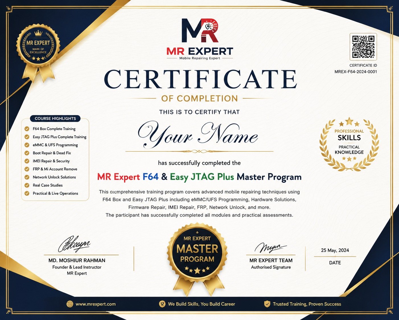 MR Expert Academy Certificate Sample